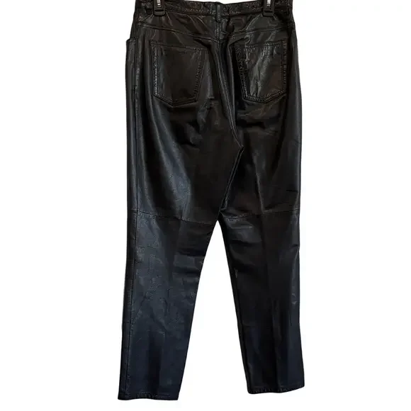 Jones New York Black Leather Straight Leg Pants LL143 - Picture 4 of 7
